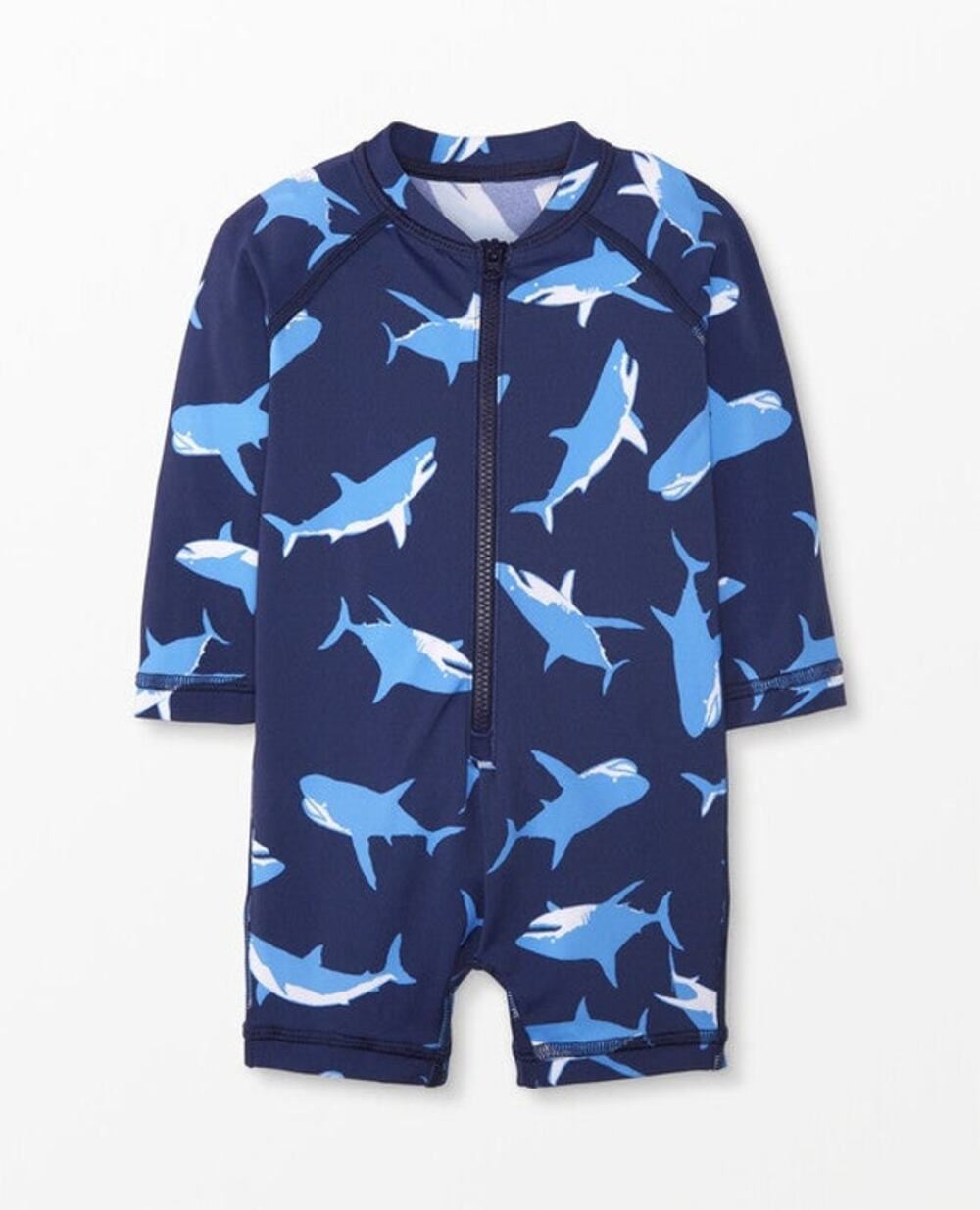 Hanna Andersson Blue Shark Rash Guard Suit 90 cm 3T | Boys One Piece Swimsuit